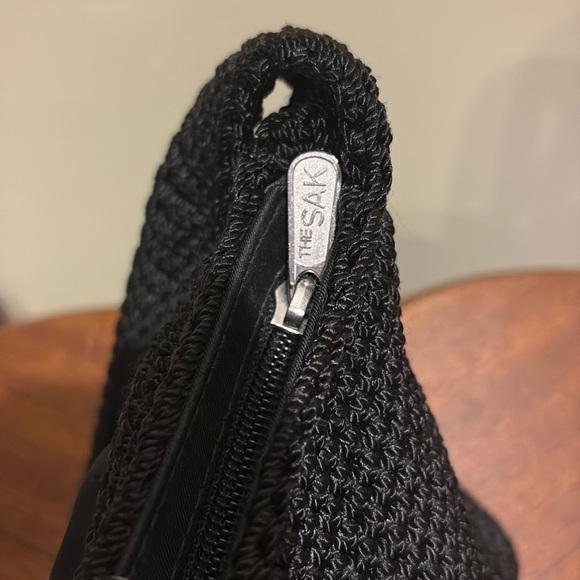 The SAK  shoulder bag  Small  crochet Black   nylon lining  exterior pocket NWOT - Picture 12 of 17